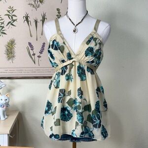 Alberta Ferretti Babydoll Chiffon Tank with Floral Print